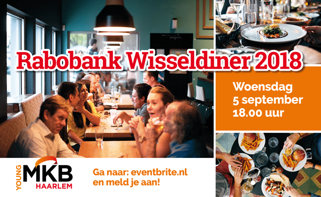Woensdag 5 september: eet mee bij het Rabobank Wisseldiner!